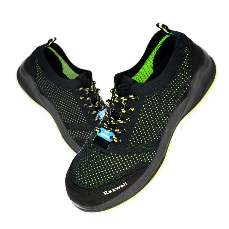 Raxwel 夏季透气型安全鞋，飞织帮面，防砸，防静电， RX-41绿黑