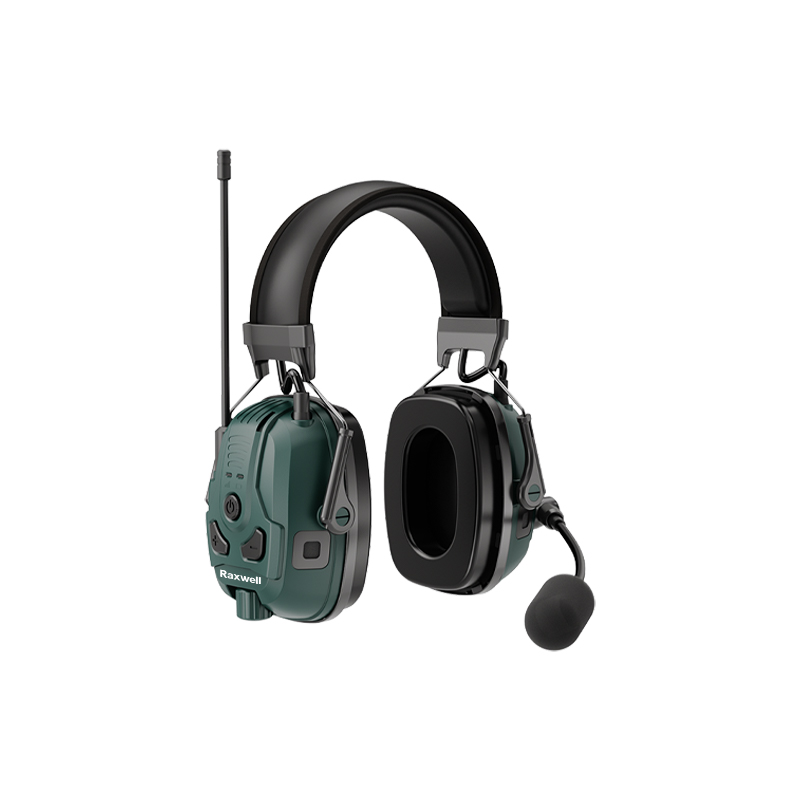 Raxwell 无线对讲耳罩,NRR26dB,兼容各类模拟、数字对讲机，通讯距离大于1公里，可选环境音降噪，防爆设计