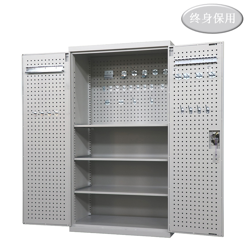 Raxwell 灰色双开门带挂板置物柜（三层板)，尺寸(长*宽*高mm):1000*600*1800