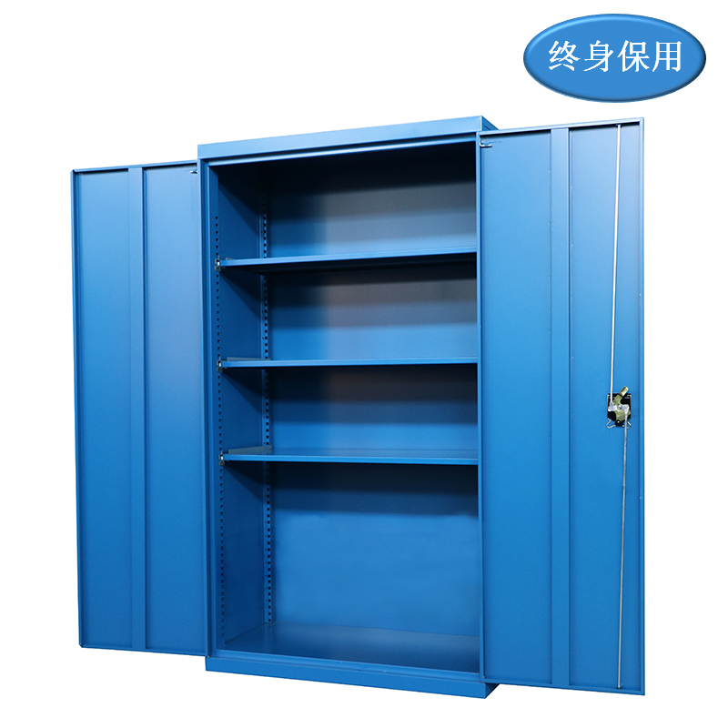 Raxwell 蓝色双开门置物柜（三层板)，尺寸(长*宽*高mm):1000*500*1800