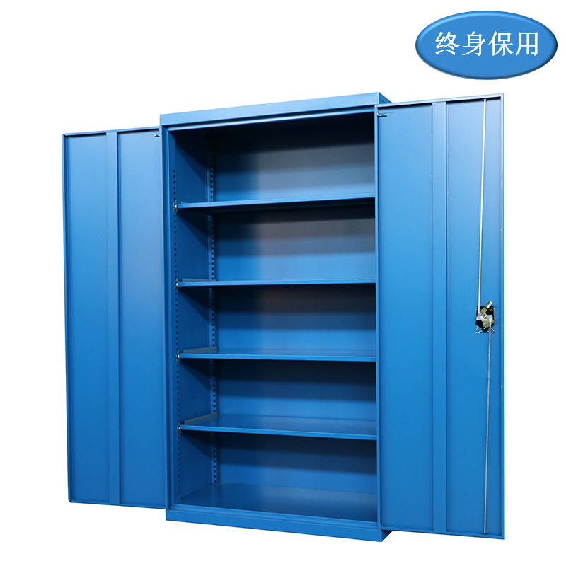 Raxwell 蓝色双开门置物柜（四层板)，尺寸(长*宽*高mm):1000*500*1800