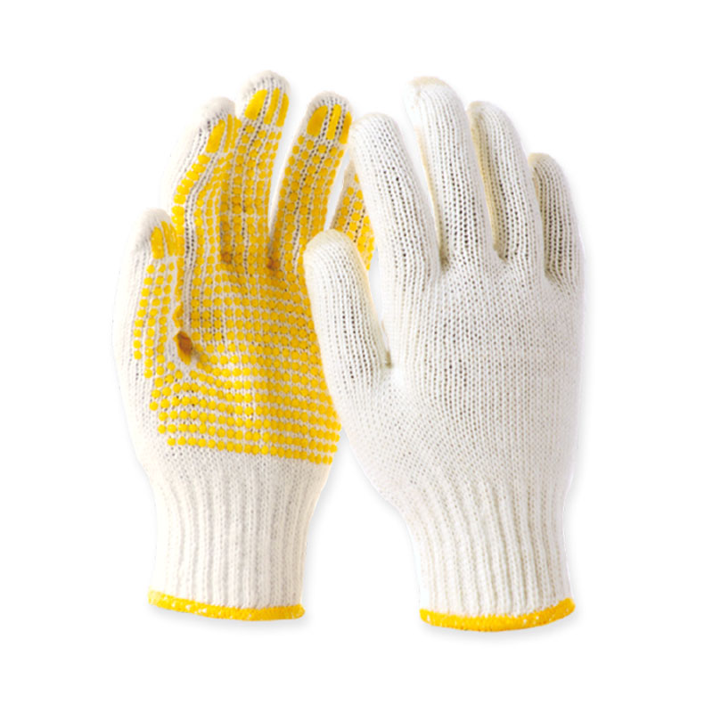 Raxwell 600g毛纺点塑手套，黄色点珠，7针，12副/袋，50袋/包