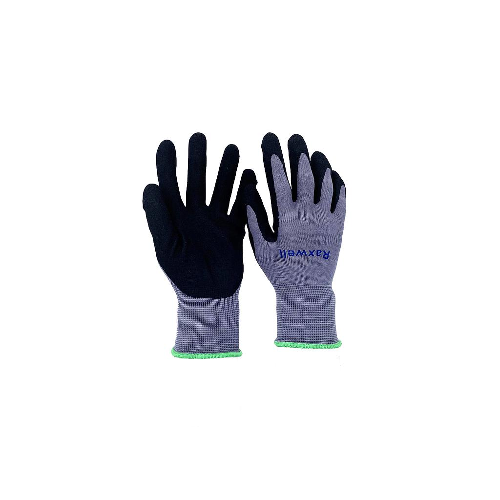 Raxwell 15针尼龙针织丁腈超细发泡手套，掌浸，L码，RW2458，12副/袋