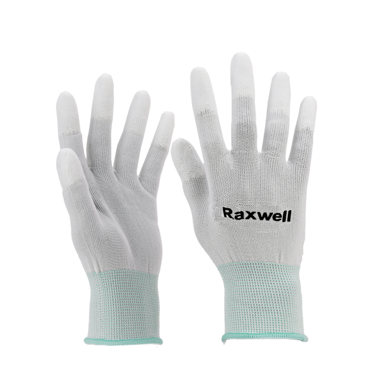 Raxwell 涤纶针织PU工作手套 (指浸)，S码，RW2436，10副/包