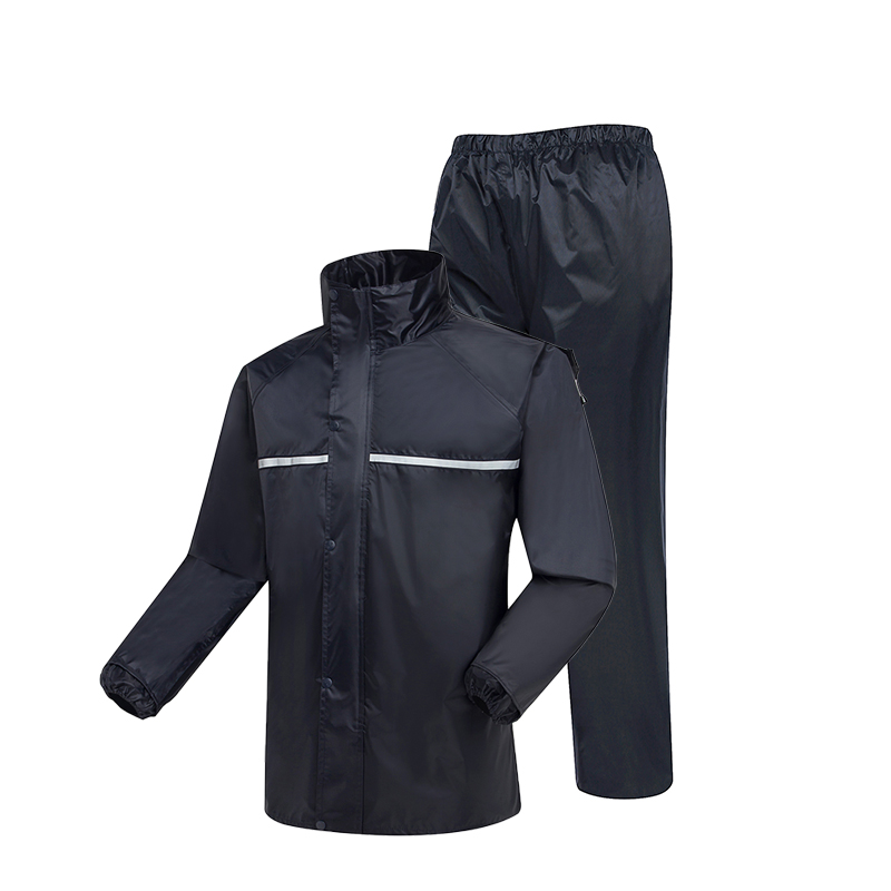 Raxwell 反光分体雨衣套装，涤丝纺，双层，183T，藏青色，L码，RW8150，1套/袋