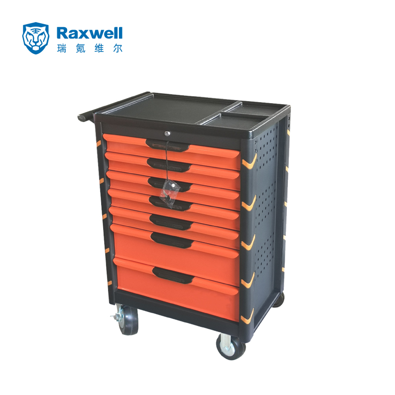 Raxwell 7抽工具车 (侧挂板)，尺寸：688*470*1030mm(含脚轮)