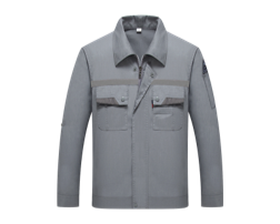 Raxwell 浅灰色夏季长袖单层防静电工作服套装，35%棉65%涤，L码