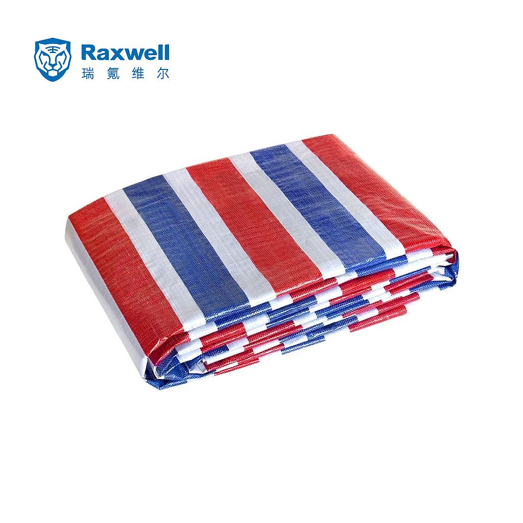 Raxwell 双膜彩条布，PP聚丙烯膜，宽度*长度(m):4(±0.3)*50，70(±2)g/㎡