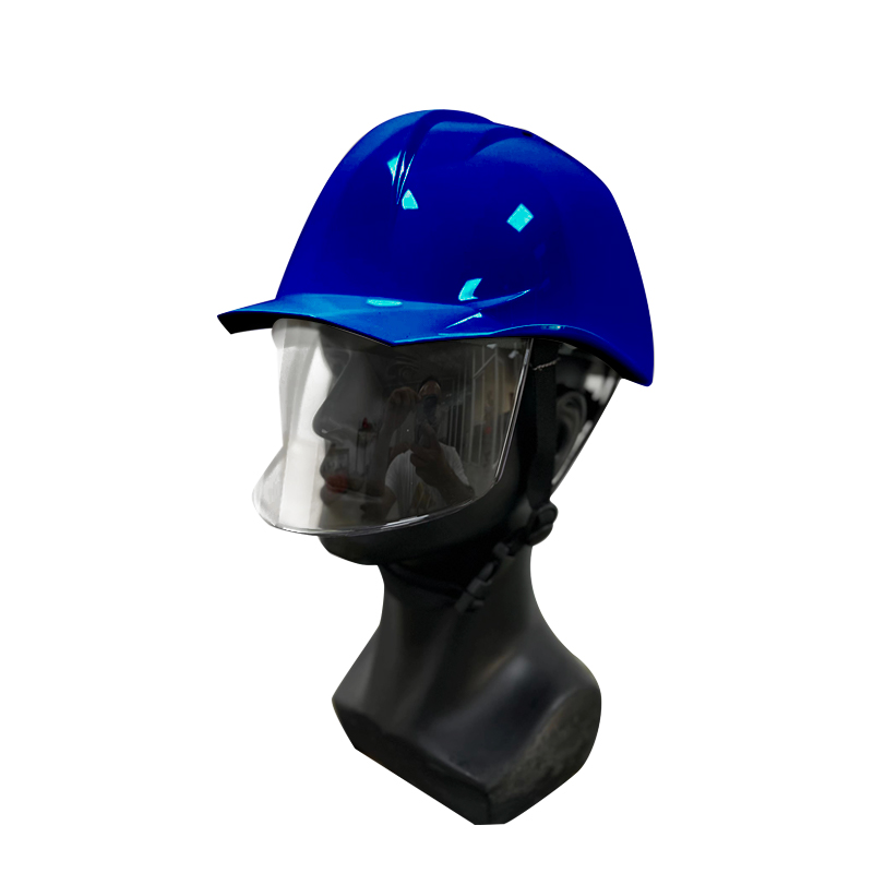 Raxwell 内置防护面罩款安全帽，ABS安全帽+PC面罩，蓝色，一套袋