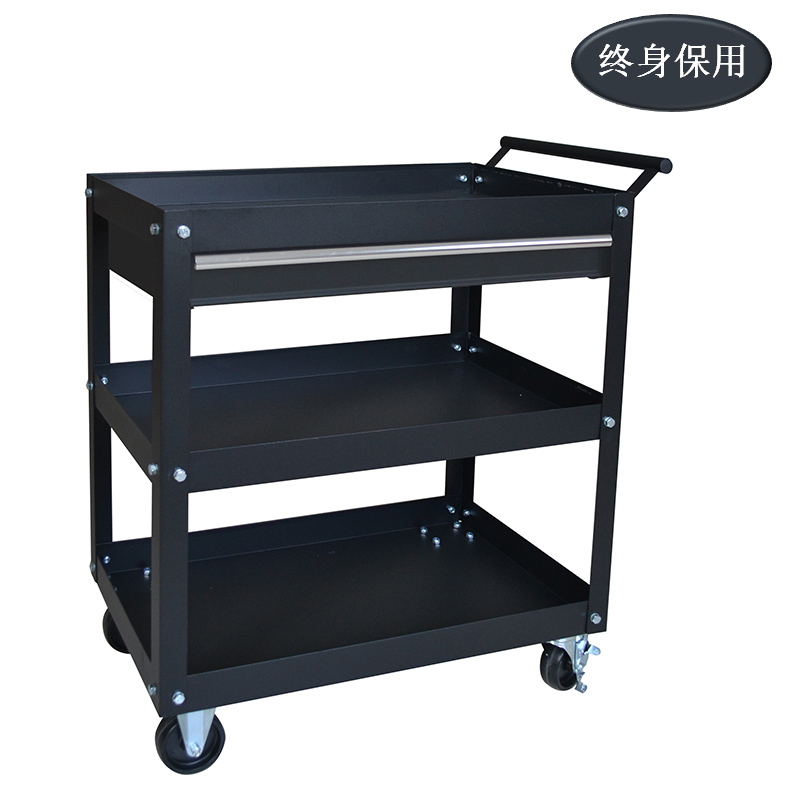 Raxwell 钢制三层手推车带抽屉，承重:250kg，尺寸(长*宽*高mm):740×410×865