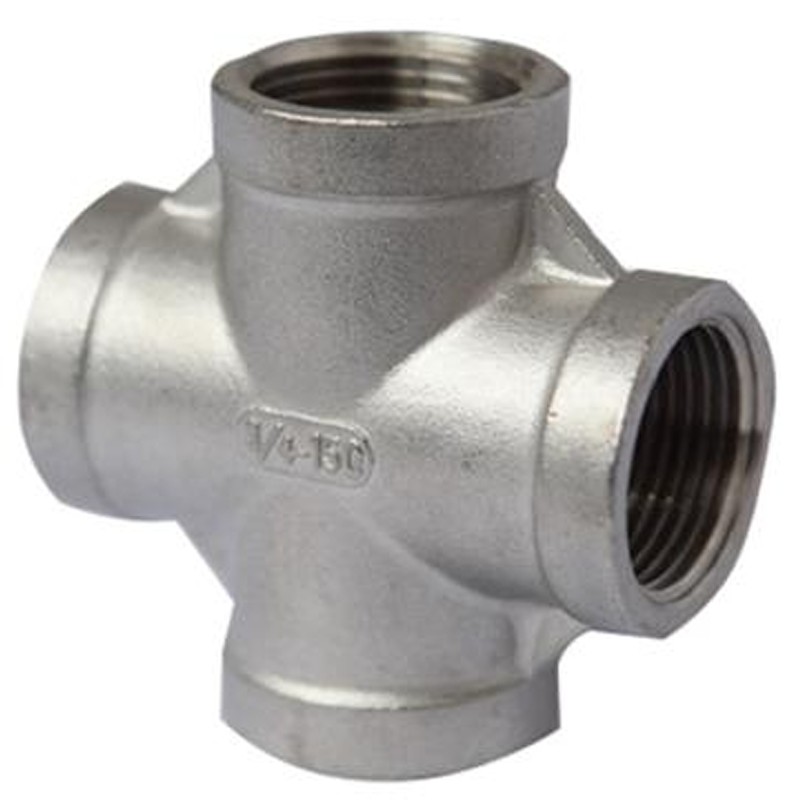 Raxwell 不锈钢304内丝四通，1"，DN25，PT螺纹