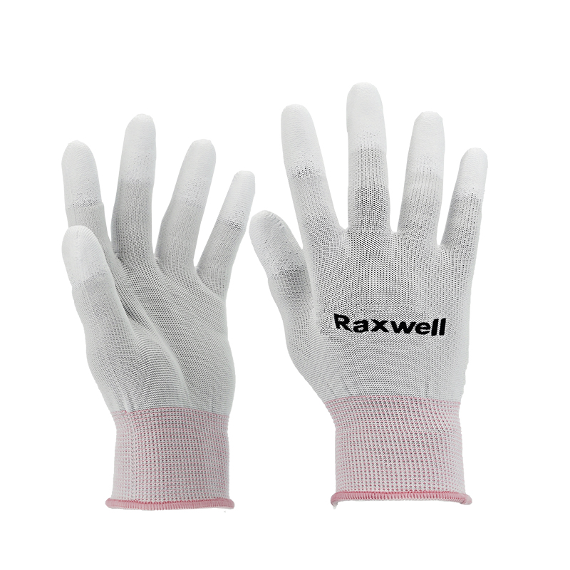 Raxwell 尼龙针织PU工作手套(指浸)，S码，10副/包